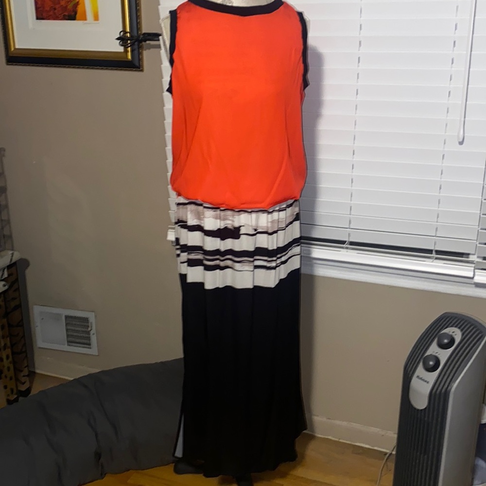 Red Gathered Waist Maxi Dress - 46 NWT